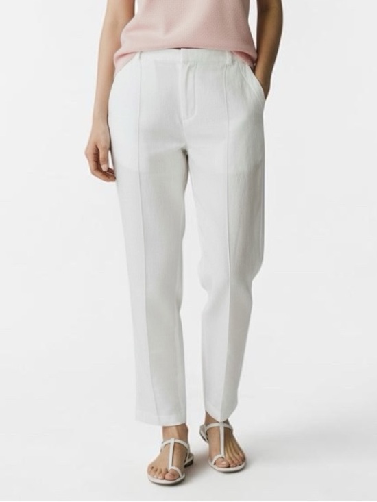 Nicole Miller Pants - Nicole Miller 100% White Linen Pull-On Pants Women’s L Resort Summer